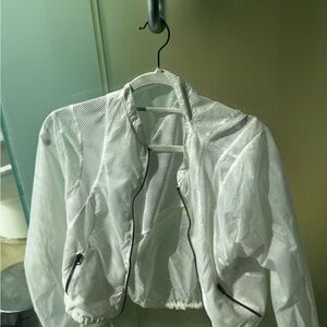 ALO Yoga White Mesh Bomber Jacket